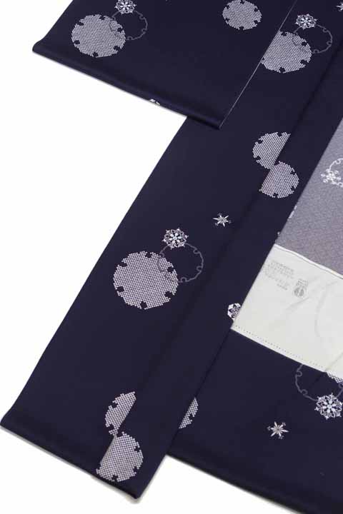 雪輪に雪華の加工着尺から作る長羽織