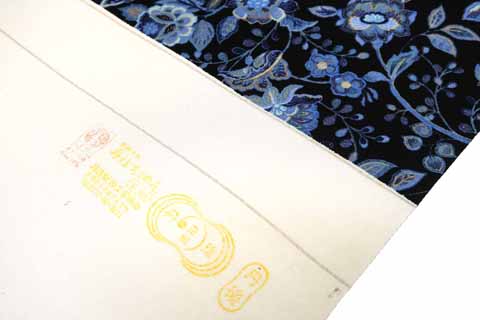 三越縮緬縮緬。絹100%。幅39cm。長さ13m証明印
