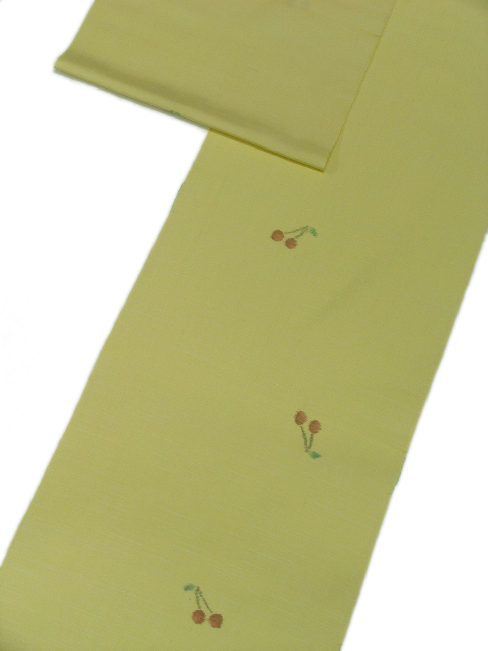 十日町紬（手擦り込み絣：黄色：さくらんぼ）