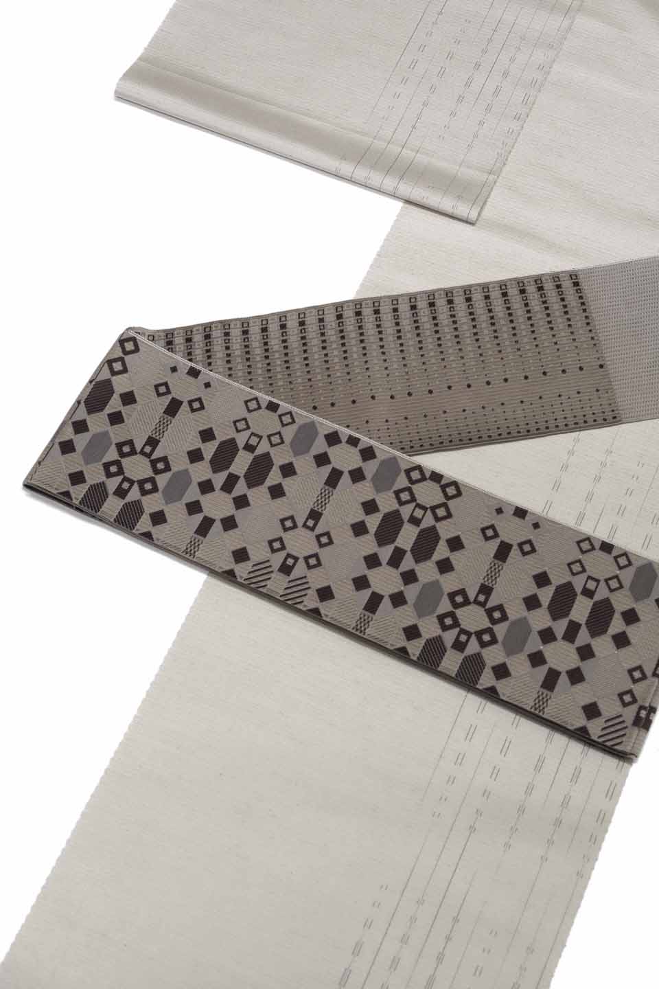 紬（十日町紬（Washable対応）：淡黄緑鼠：光風霽月）