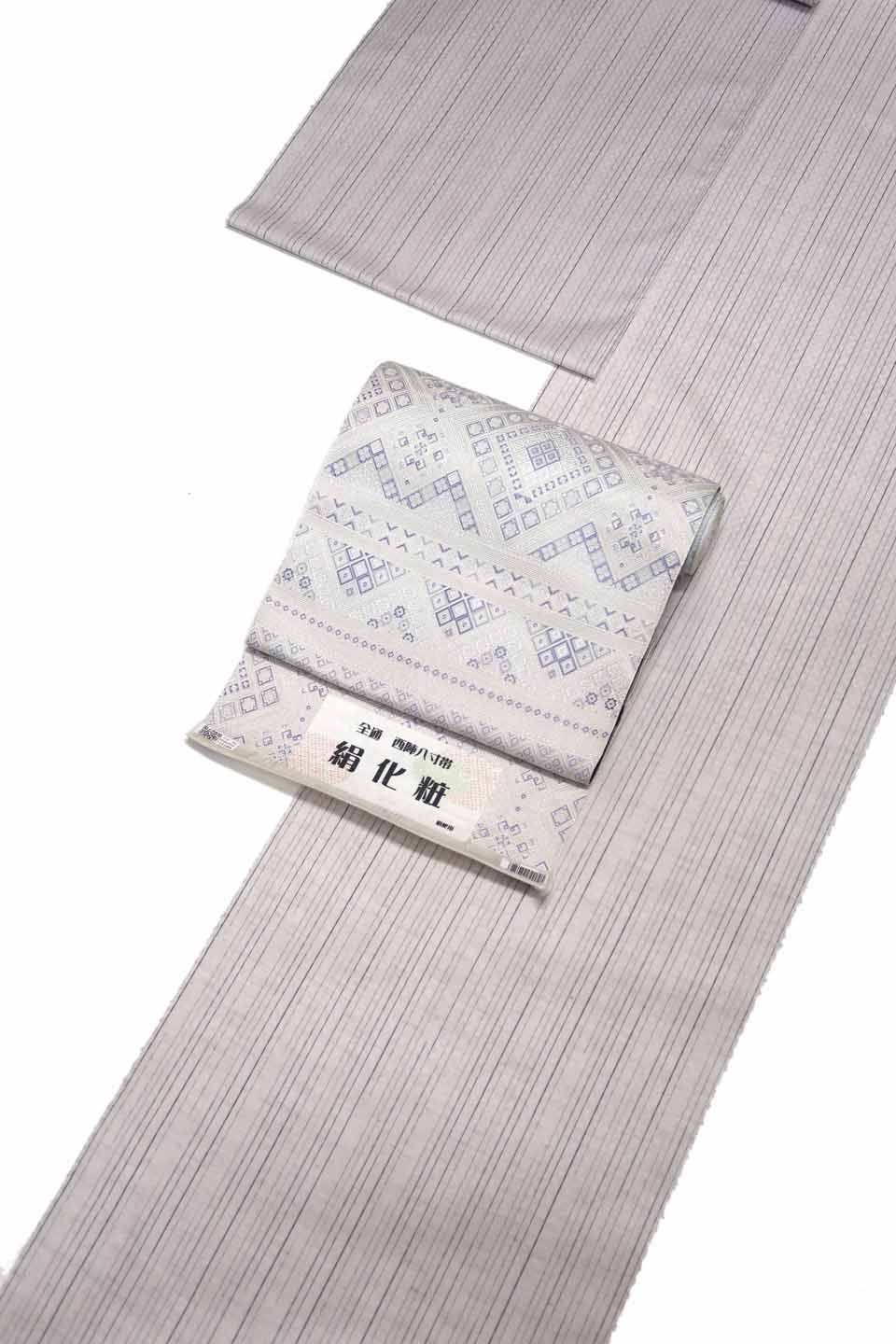 紬（米沢花織（Washable対応）：淡紅色：市松矢鱈縞）