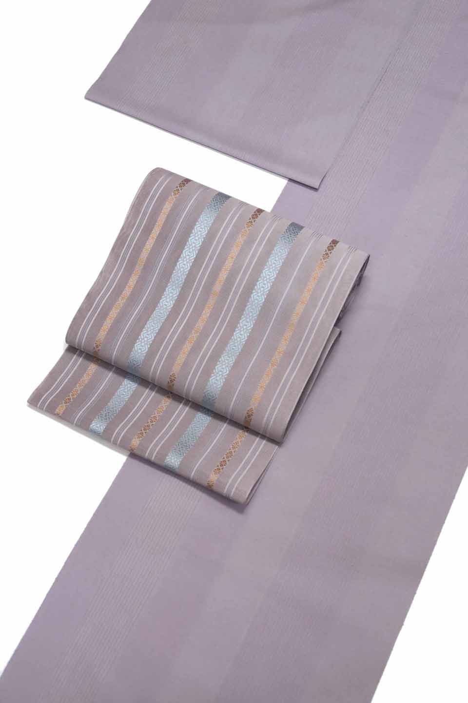 紬（米沢紬（Washable対応）：赤紫鼠暈：間道暈）