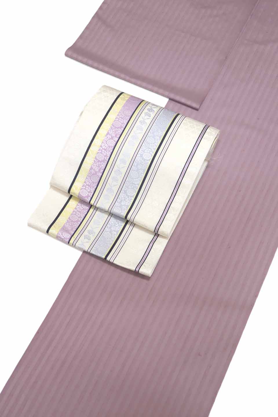 小千谷紬（引き染め：鳩羽色：大名縞）