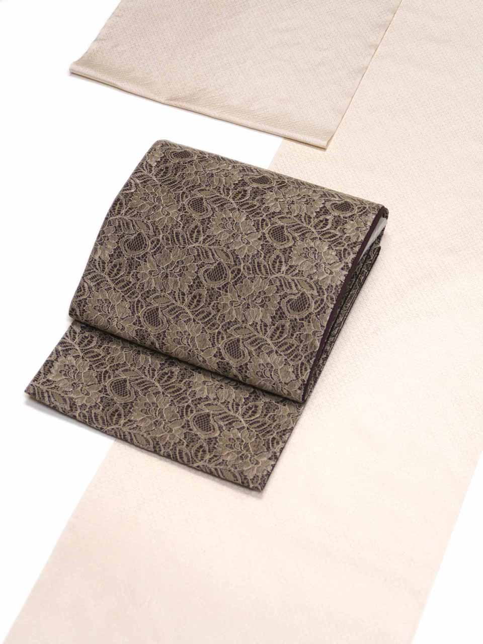 大島花織（本場大島（正絹Washable)：薄香：花織文様）