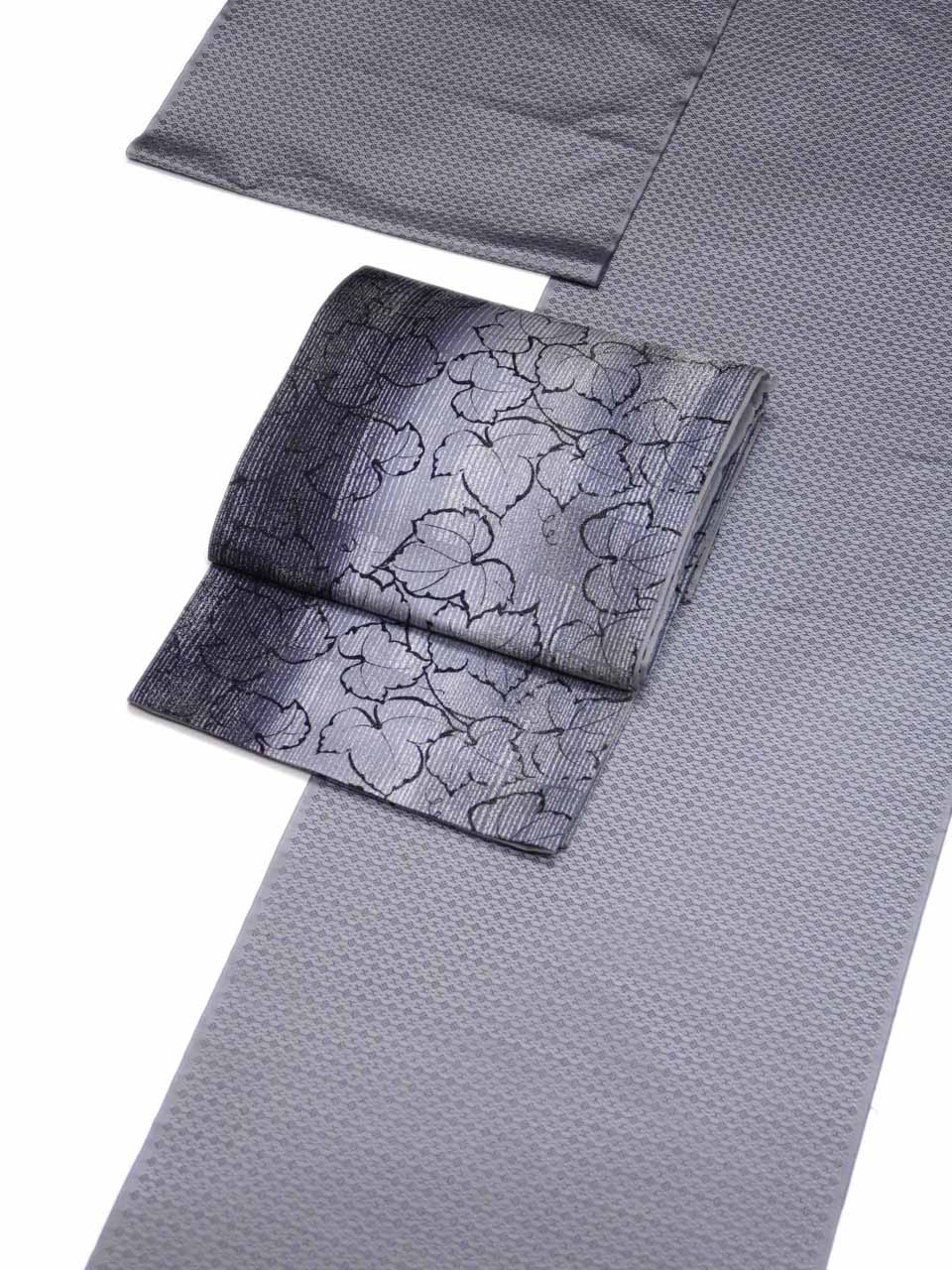 大島花織（本場大島（正絹Washable)：素鼠：花織文様）