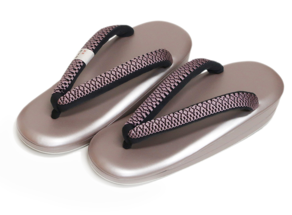 小判型草履（天然皮革：M寸）草履表：赤紫鼠