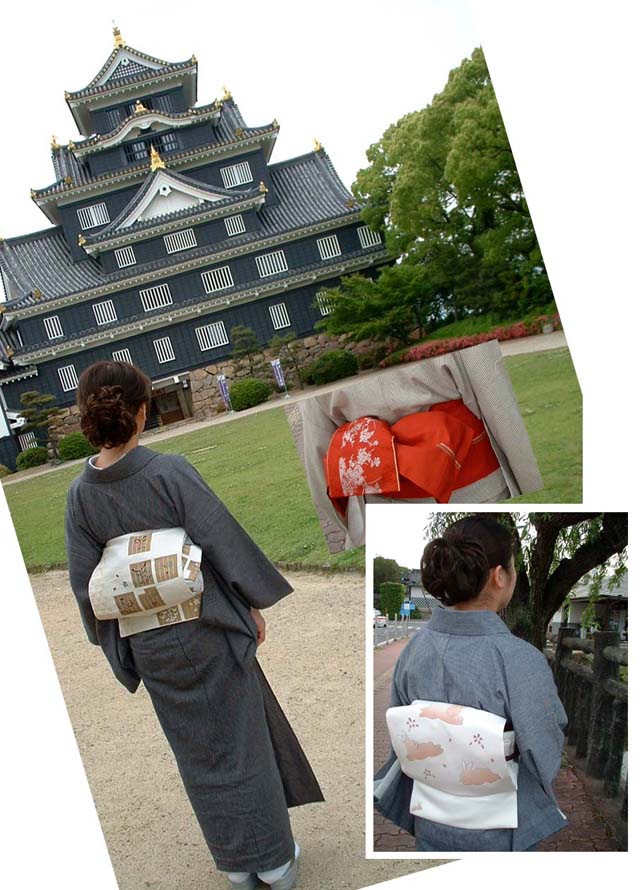 別名烏城とも呼ばれる岡山城と倉敷の美観地区に片貝木綿を着て遊びに行きました。