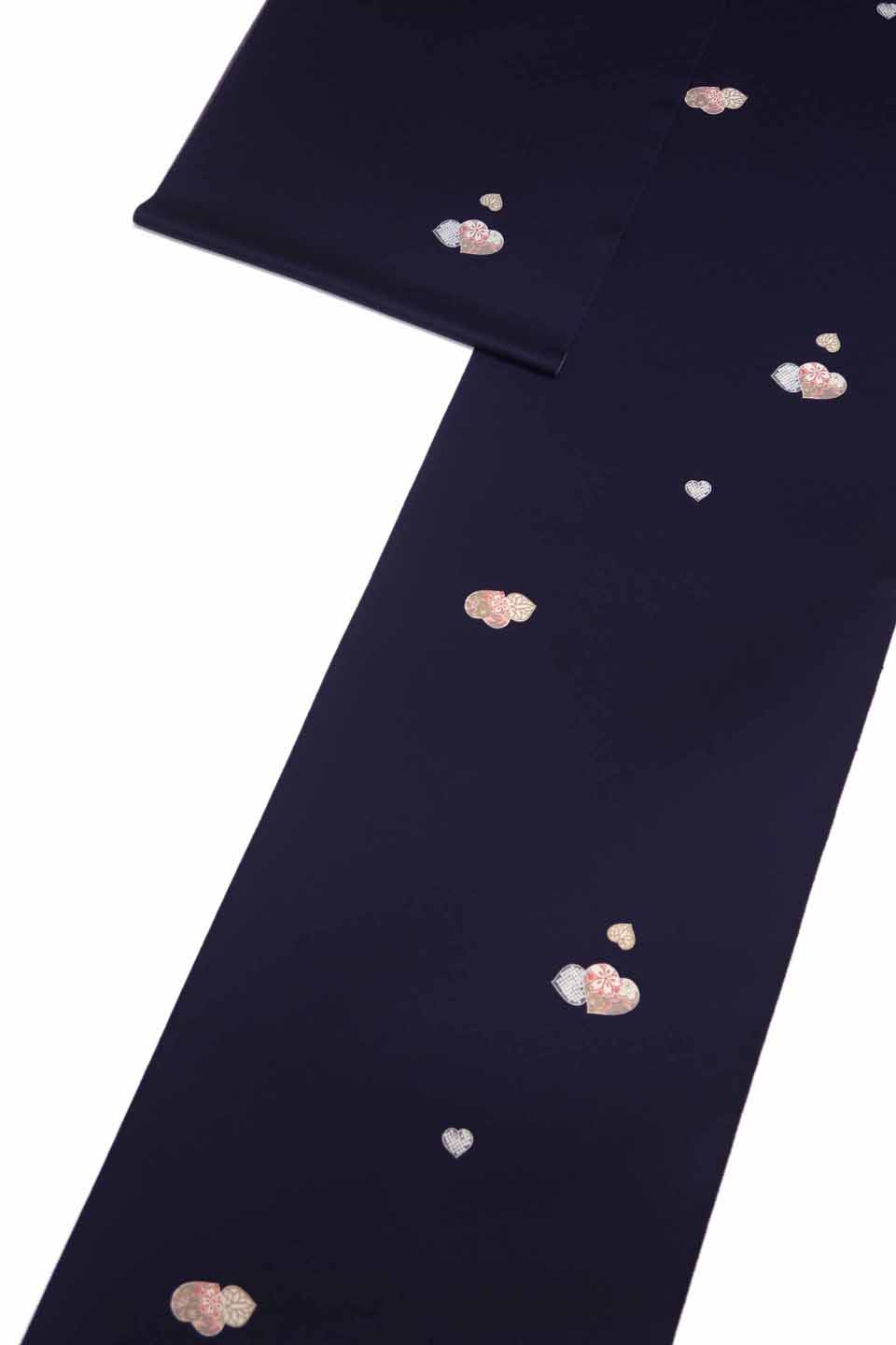 加工着尺（京友禅：濃藍紫：小葵散らし）