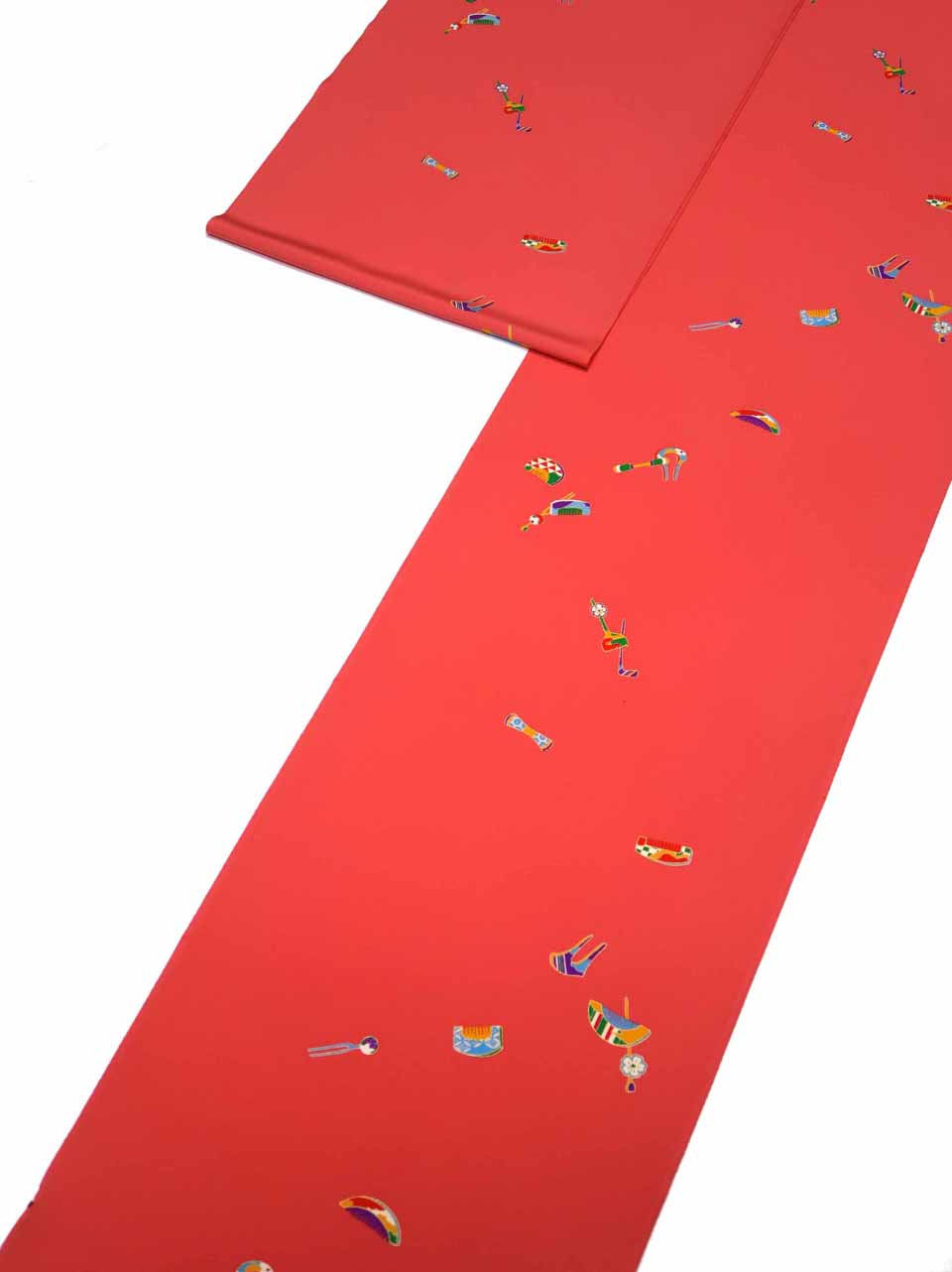 ジュニア小紋（京友禅：紅色：玩具、お粧し品）