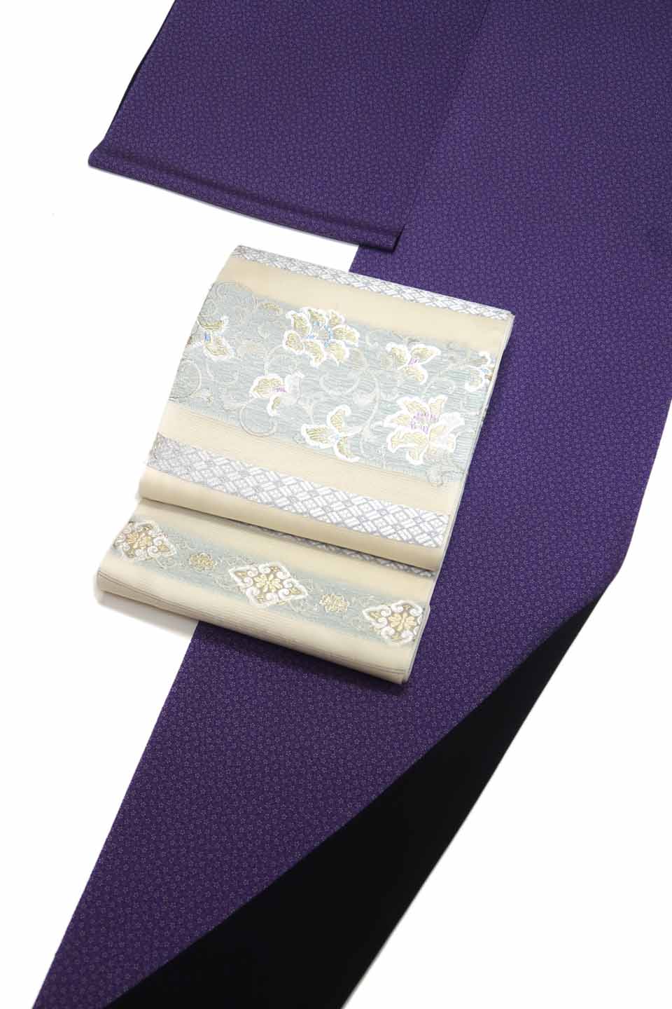 江戸小紋（両面染め： 中紫／深黒：梅鉢）