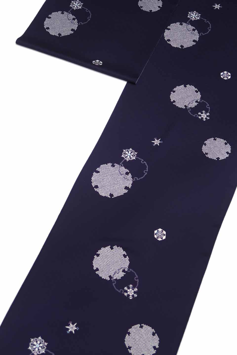 加工着尺（京友禅：濃藍紫：雪輪に雪華）