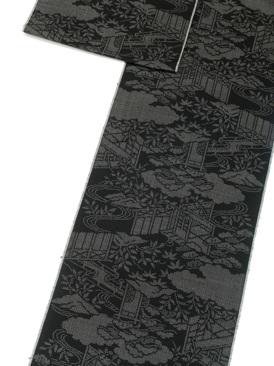 真綿結城紬（結城紬：深黒：御所解文様）