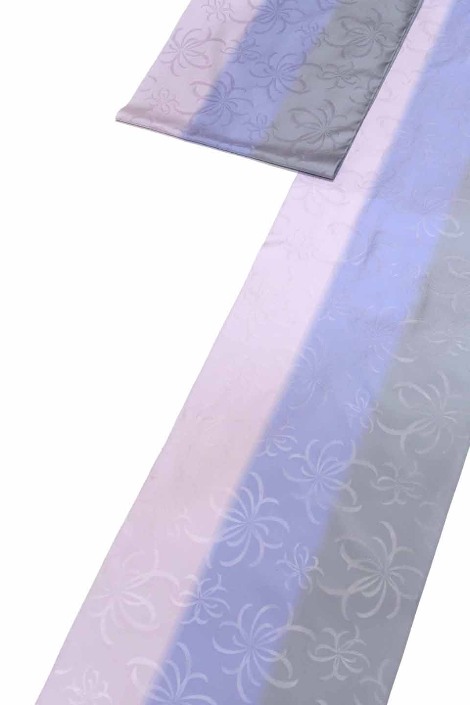 米沢織（もじり織り：淡藍鼠から淡桃鼠：暈し／透かし織り）