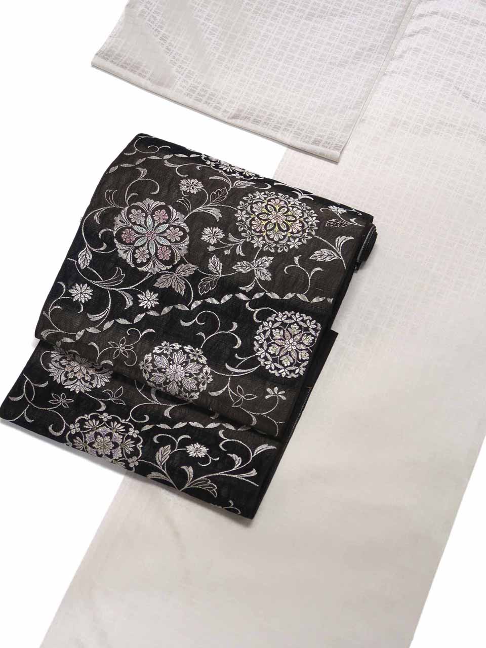 御召縮緬（西陣織正絹washable：生成り：麻の葉市松崩し）