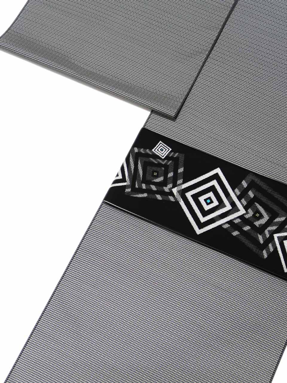 十日町御召（絣お召し：モノトーン：微塵格子）