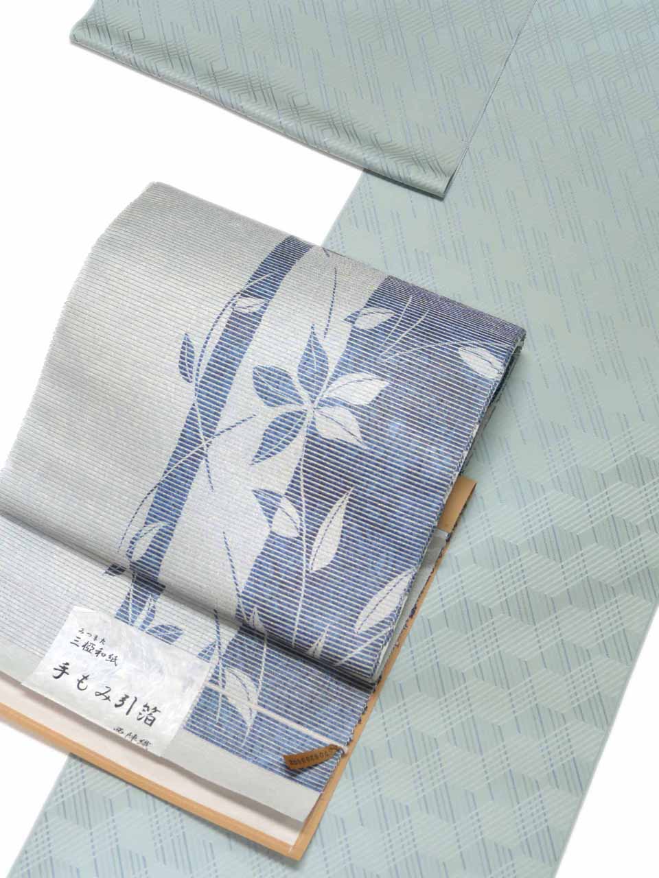 御召縮緬（西陣織風通御召：雲井鼠：折線菱）