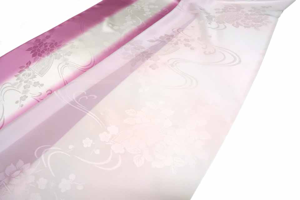 振袖用長襦袢（京友禅：紫色暈し：流水桜椿暈し）