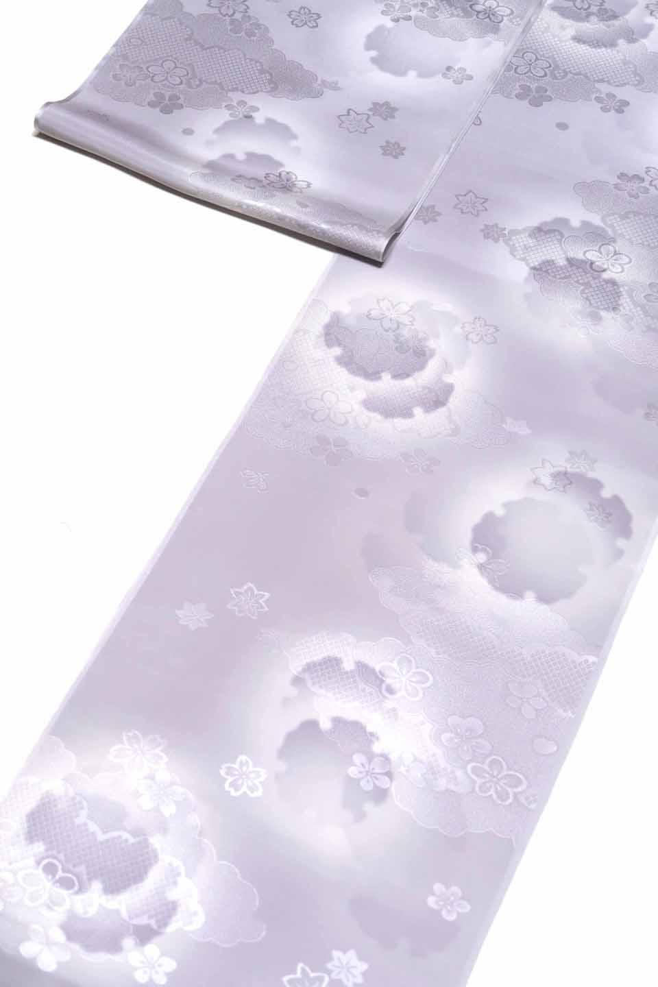 長襦袢（正絹Washable京友禅：淡紫鼠色：雪輪雲四君子紋）