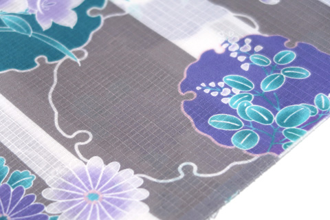 浴衣（雪輪に秋草）の拡大図