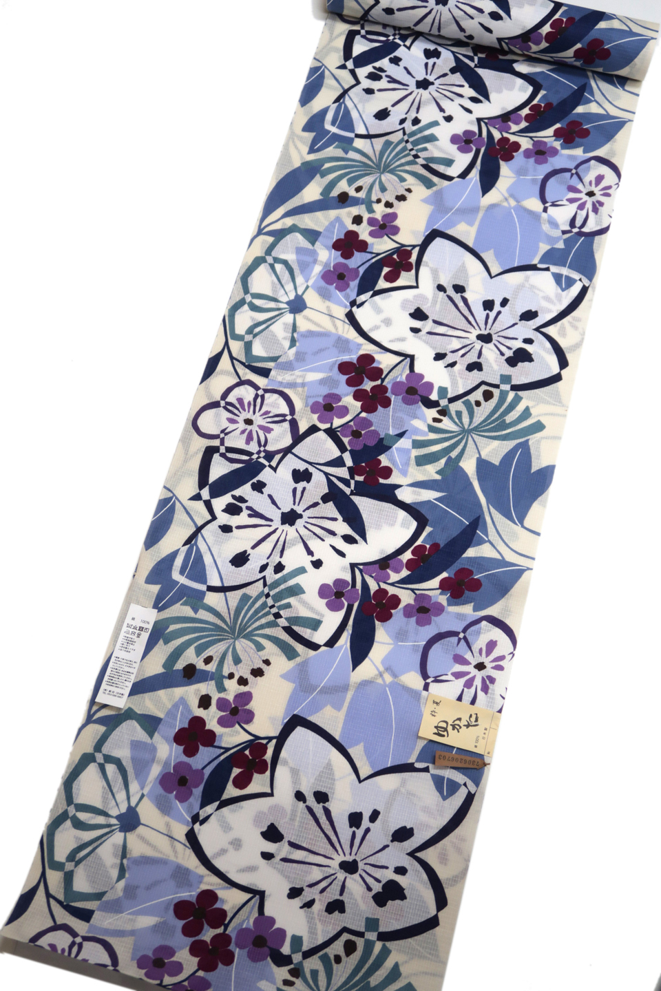 浴衣（染め浴衣：淡いクリーム：抽象柄の桜）