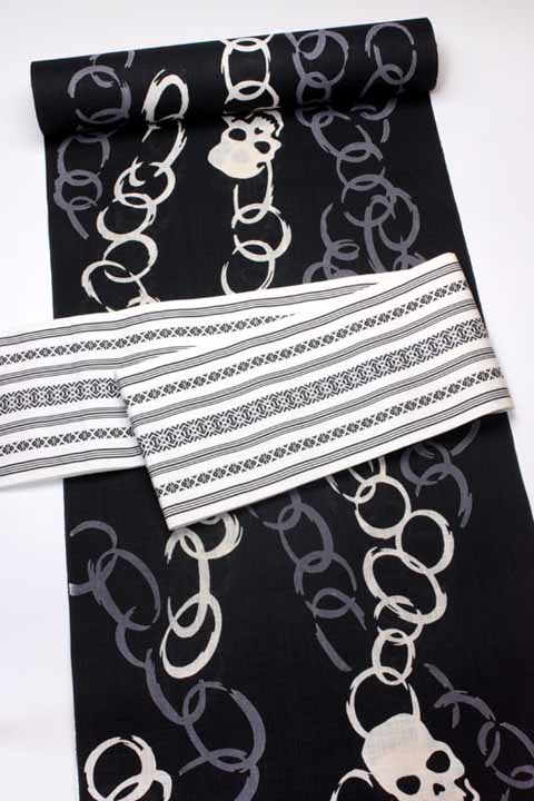 浴衣（髑髏）に合わせる帯