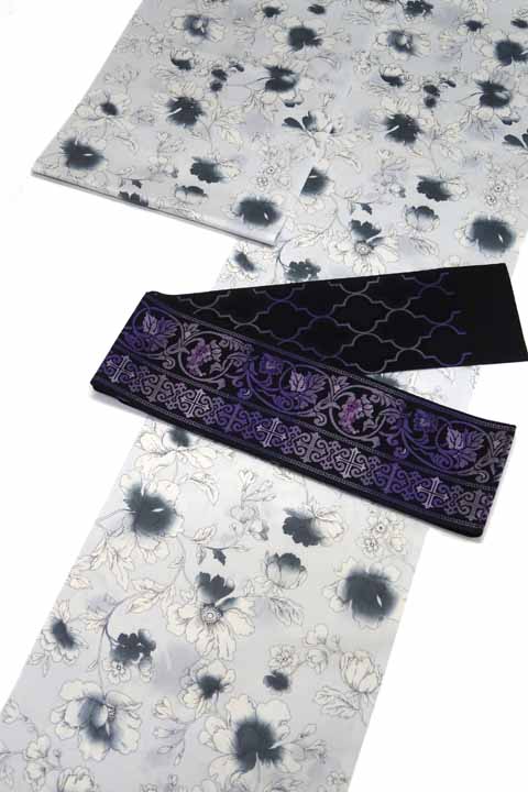 浴衣（石楠花文）に合わせる帯