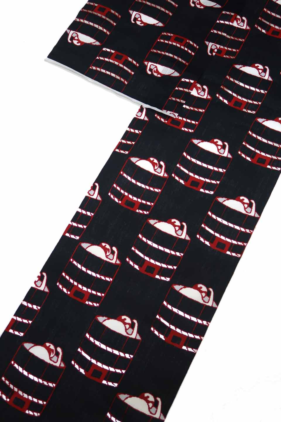 染め浴衣（京友禅「山東京傳」図案復刻版：漆黒：据風呂繋（つな）ぎ）