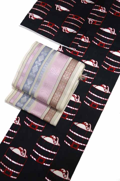 染め浴衣（据風呂繋（つな）ぎ）に合わせる帯