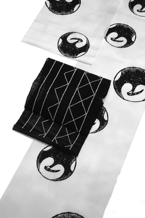 染め浴衣（本田鶴）に合わせる帯