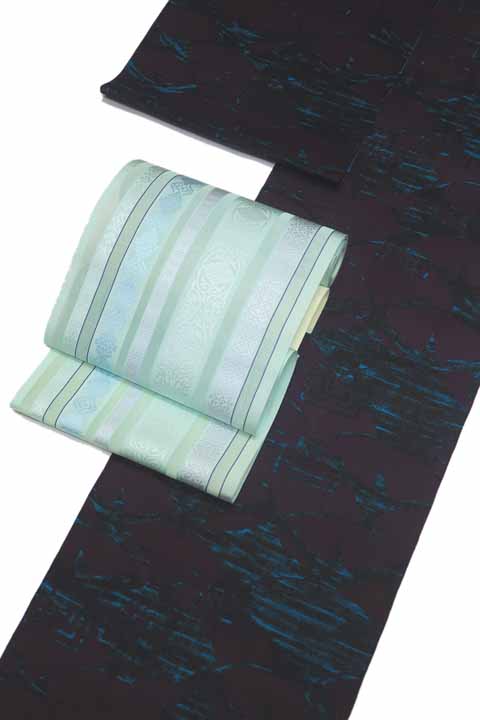 染め浴衣（切り落とし小紋）に合わせる帯