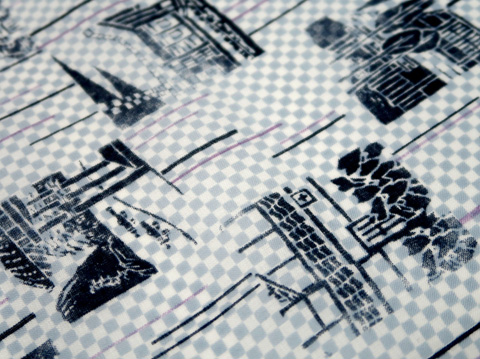 銀鼠地市松風情小紋の拡大図