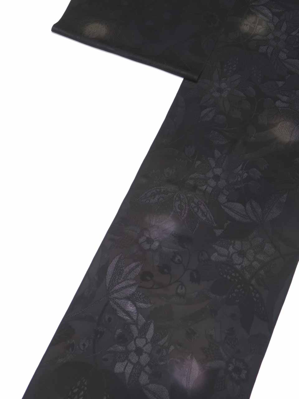 紋紗着尺（紋紗無地染め：黒茶：花唐草）